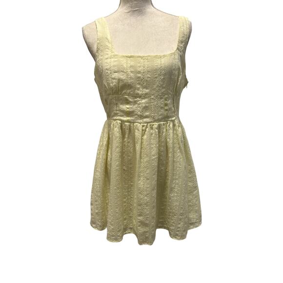 Princess Polly Dresses & Skirts - Princess Polly Dasha Cotton Yellow Fit Flare Sleeveless Square Neck Mini Dress-8